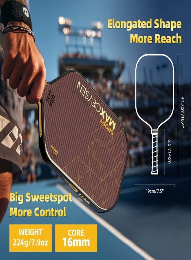 Maxceysen Pickleball Paddles Carbon Fiber Single Paddle USAPA Approved 16MM High Performance Lightweight Racket with Wide Face Long Grip for Men Women Beginner Starters Black Orange - Image 4