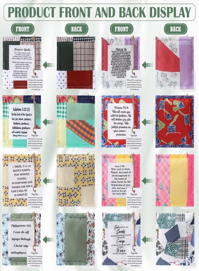 FuWeave لحاف صلاة FuWeave مكون من 8 قطع مع صليب وجيب داخلي، لحاف مربعات صلاة صغيرة من الكتاب المقدس، هدايا مسيحية لعيد الميلاد للنساء والأصدقاء والعائلة ورجال الدين والقساوسة، هدية تشجيع (نمط حيوي) - Image 3