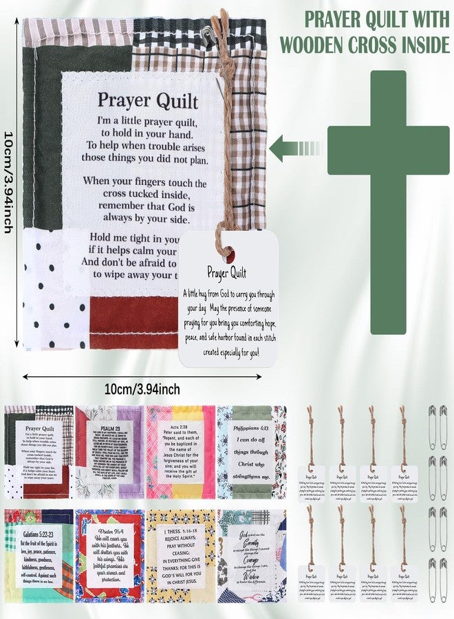 FuWeave لحاف صلاة FuWeave مكون من 8 قطع مع صليب وجيب داخلي، لحاف مربعات صلاة صغيرة من الكتاب المقدس، هدايا مسيحية لعيد الميلاد للنساء والأصدقاء والعائلة ورجال الدين والقساوسة، هدية تشجيع (نمط حيوي) - Image 2