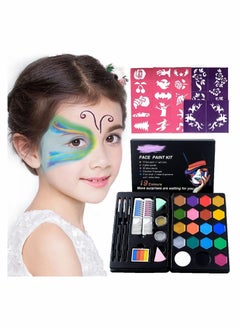 Y&D 19-Color Washable Face Paint Kit Multicolour with 32 Stencil Stickers, Festivals Makeup Kit, Professional Palette, Paints Safe for Birthday Party Cosplay  - Image 1