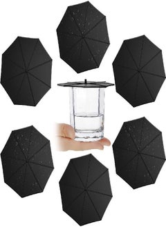 Patelai 6 Pieces Silicone Cup Lids Umbrella Mug Cup Lid Covers Anti-Dust Silicone Glass Cup Covers Coffee Cup Suction Seal Lid Caps to Keep Drink Warm or Cold (Black)  - Image 1