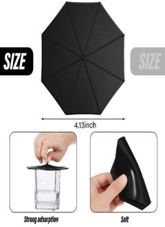 Patelai 6 Pieces Silicone Cup Lids Umbrella Mug Cup Lid Covers Anti-Dust Silicone Glass Cup Covers Coffee Cup Suction Seal Lid Caps to Keep Drink Warm or Cold (Black)  - Image 2