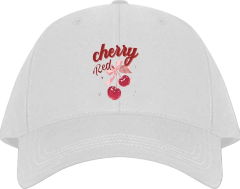 cherry Red Planets unisex baseball cap White