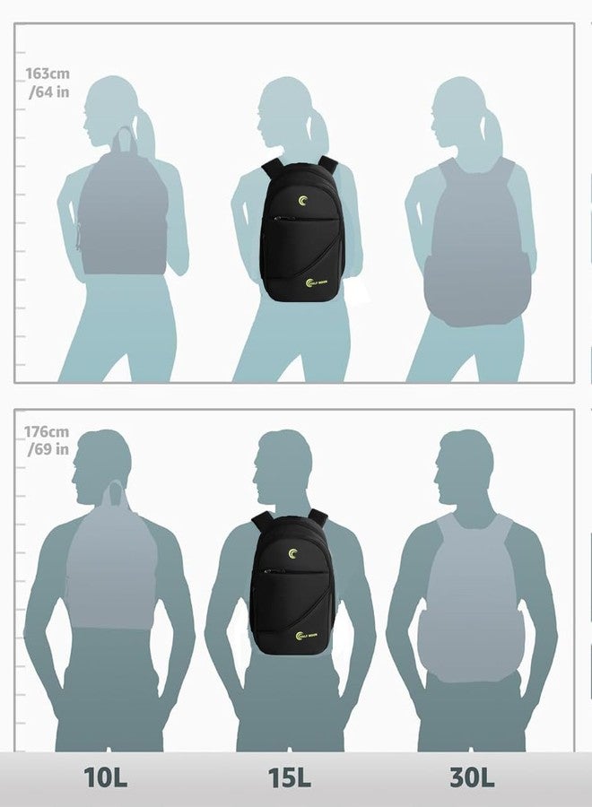Half Moon Minipack 15L Daily Use Backpack For Men/Backpack For Men | Tuition Office Bag Casual Bagpack | Daypack With 3 Compartments | For Hiking Camping Rucksack | Bags For Travelling (Black) - Image 5