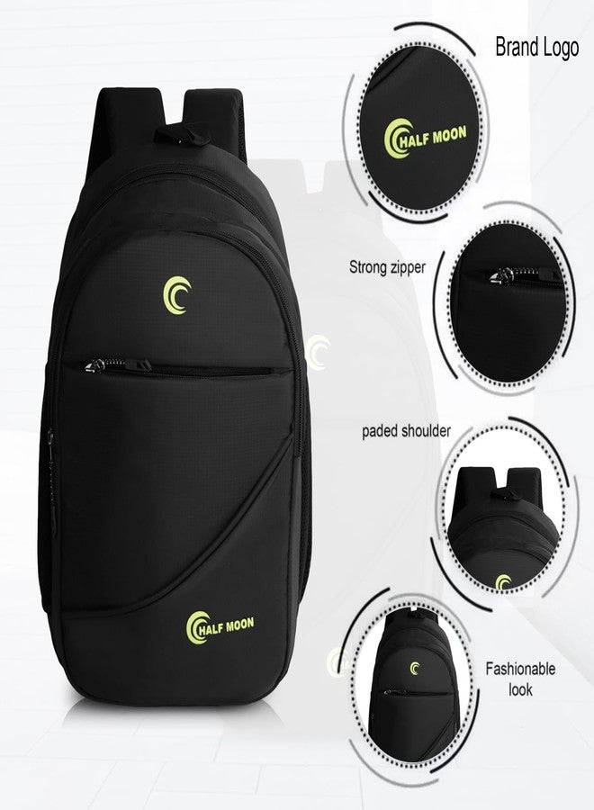Half Moon Minipack 15L Daily Use Backpack For Men/Backpack For Men | Tuition Office Bag Casual Bagpack | Daypack With 3 Compartments | For Hiking Camping Rucksack | Bags For Travelling (Black) - Image 2