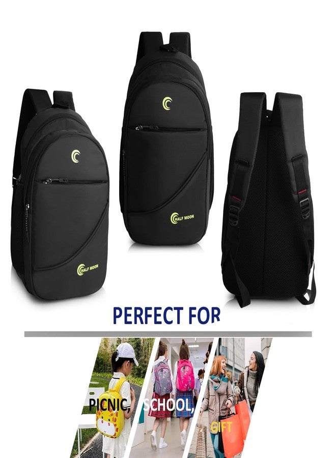 Half Moon Minipack 15L Daily Use Backpack For Men/Backpack For Men | Tuition Office Bag Casual Bagpack | Daypack With 3 Compartments | For Hiking Camping Rucksack | Bags For Travelling (Black) - Image 3