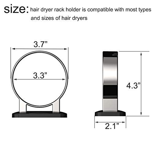 RAIKEDR Hair Dryer Holder, Bathroom Cabinet Door Blow Dryer Stand, Blow Dryer Holders Wall Mount - Extra Large Rim (Silvery) - Image 3