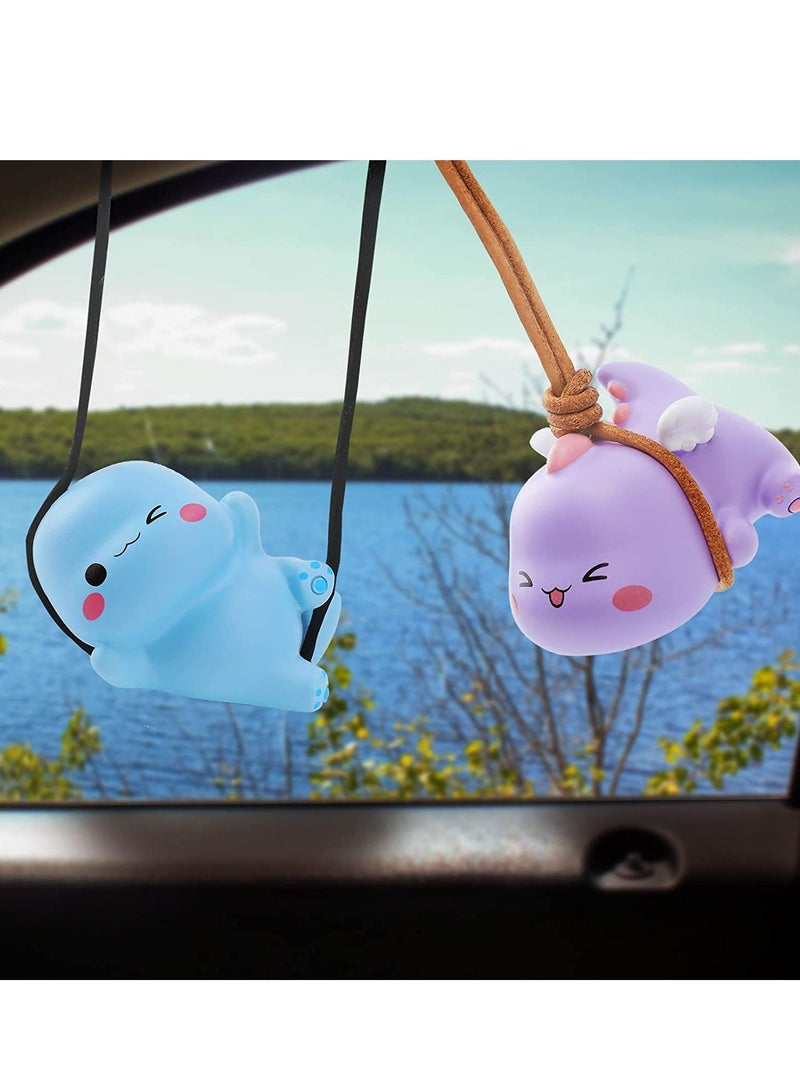 SYOSI Easter Car Mirror Hanging Accessories, Cute Swinging Dinosaur Decor Interior Ornament for Rearview Decorations Pendant 2 Pcs - Image 2