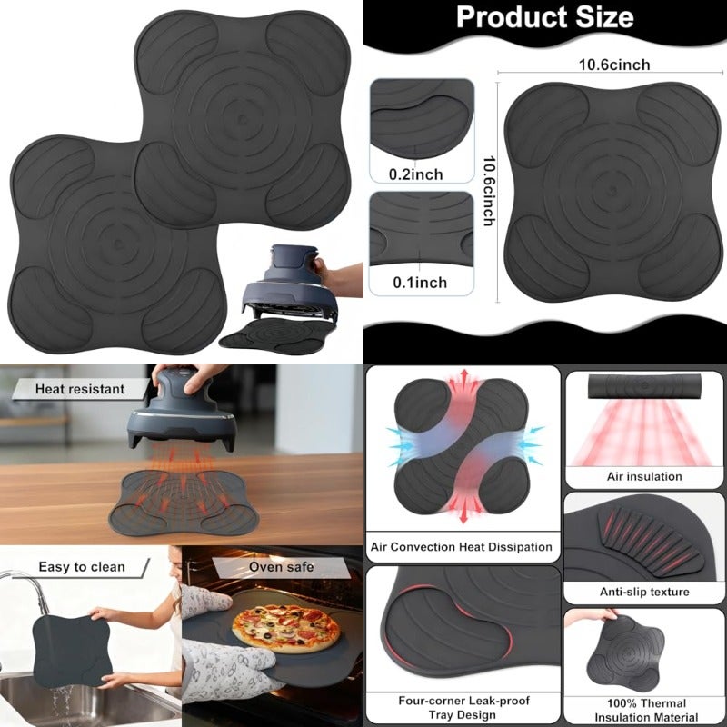 Ninja 2Pack  Fryer Silicone Trivet for Ninja Crispi  Fryer Silicone  Fryer Trivets Heat-Resistant Hot Pads for Ninja Crispi Glass  Fryer Accessories Non-Slip for Ninja FN101GY FN101SG FN101ST - Image 1