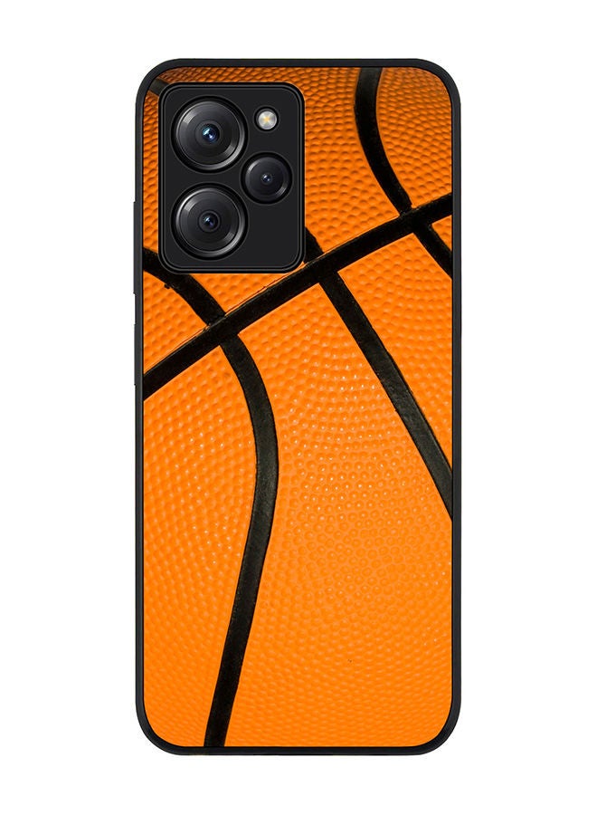 Stylizedd Rugged Black edge case for Poco X5 Pro Slim fit Soft Case Flexible Rubber Edges Anti Drop TPU Gel Thin Cover - Basketball - Image 1