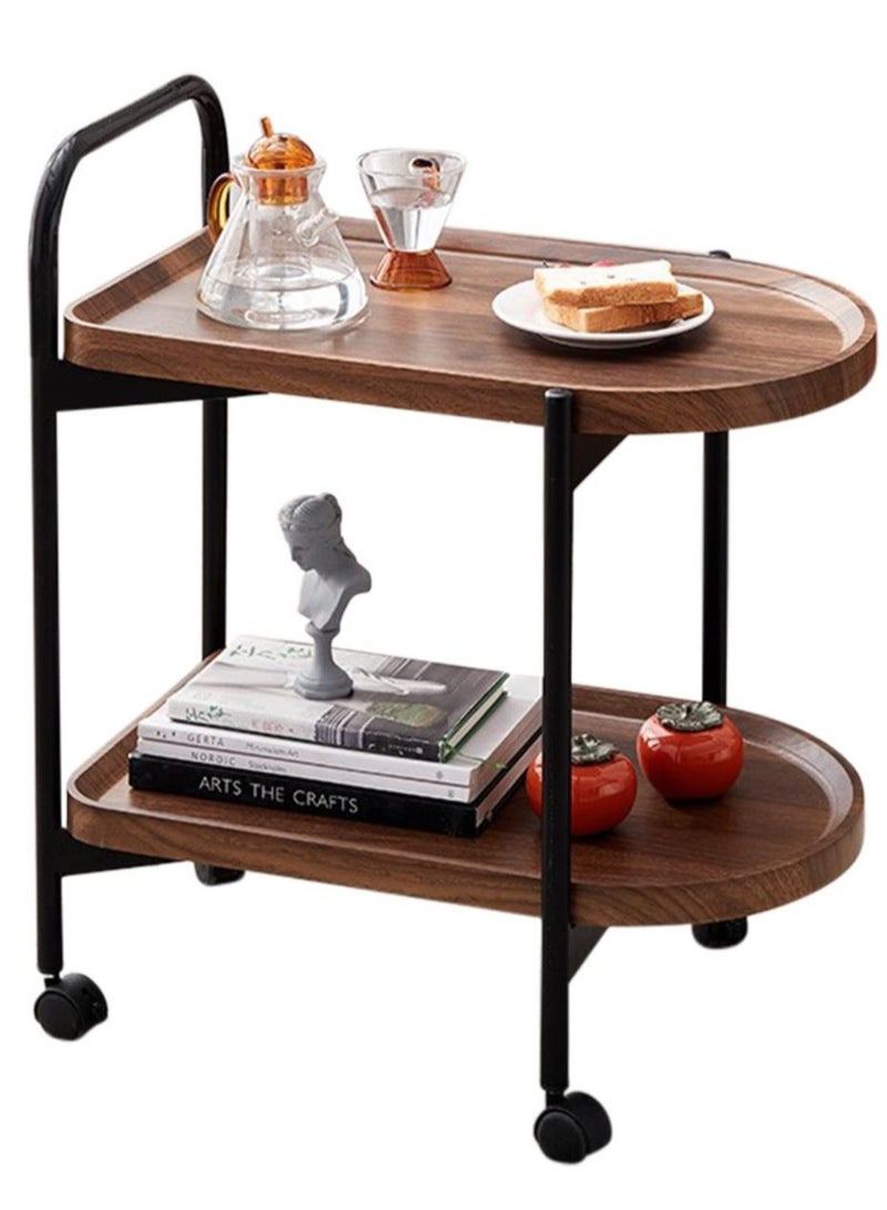 Generic 2-Tier Wooden Food Serving Trolley With Wheels  - Image 1