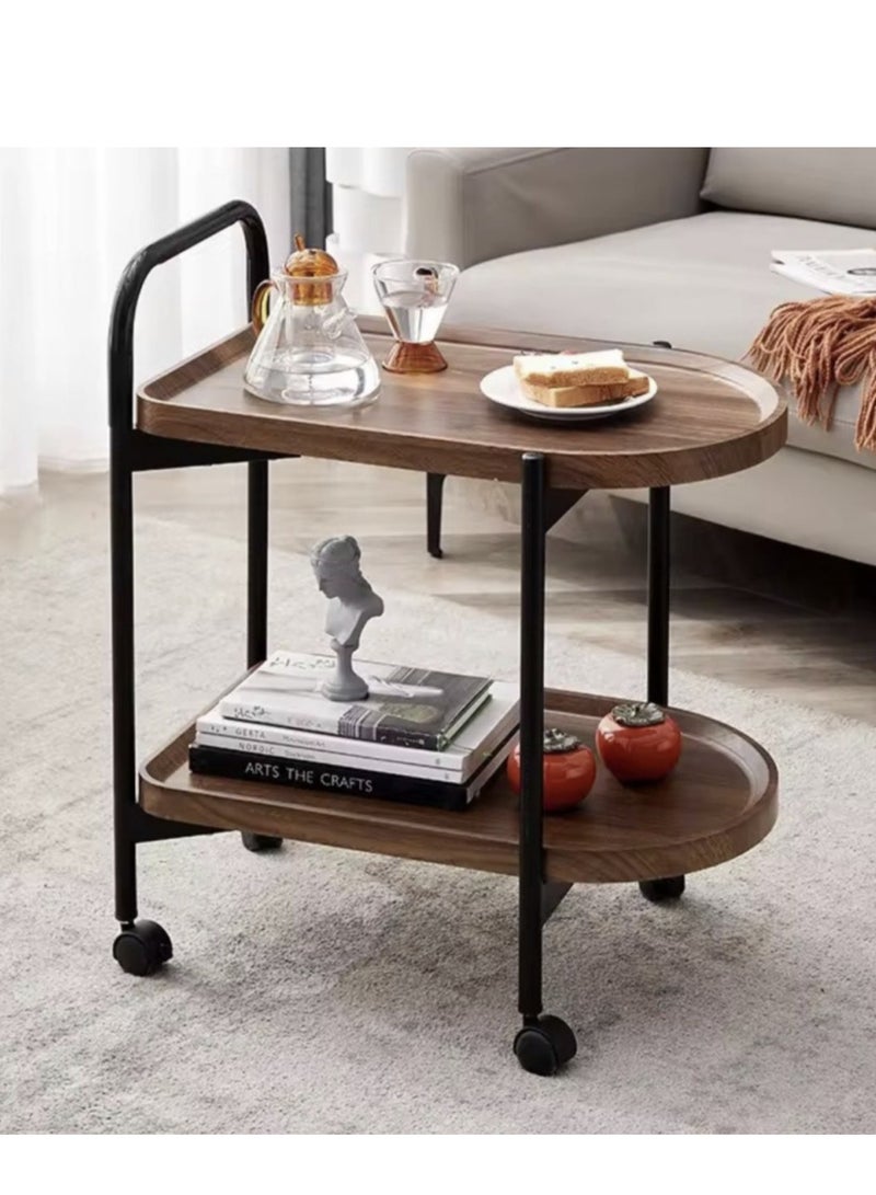 Generic 2-Tier Wooden Food Serving Trolley With Wheels  - Image 2