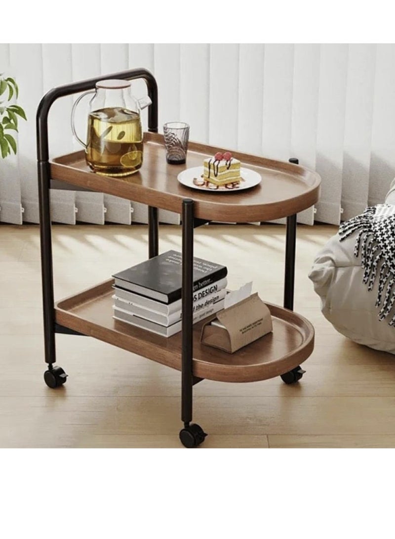 Generic 2-Tier Wooden Food Serving Trolley With Wheels  - Image 3