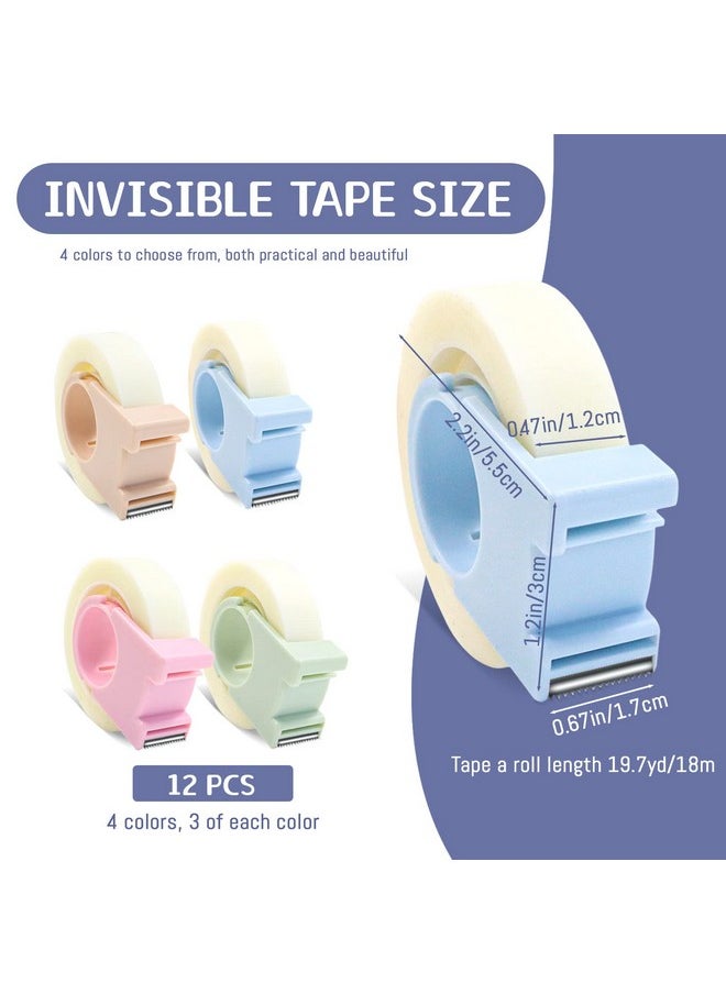 BangBoom 12 Pack Invisible Tape With Mini Dispenser Set 1/2 Inch Magic Tape Writable Transparent Tape Portable Repairing For Office School Home (12)  - Image 2
