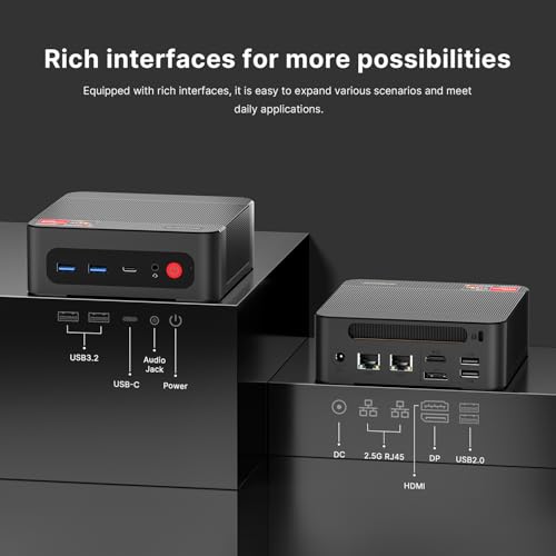 BOSGAME P4 Ultra Mini PC Gaming, Ryzen 7 7730U, 16GB RAM 1TB NVMe SSD Mini Computers, Dual 2.5G LAN, Wi-Fi 6E, BT5.2, 4K Triple Display HDMI | DP | Type-C, Home Office Business - Image 3