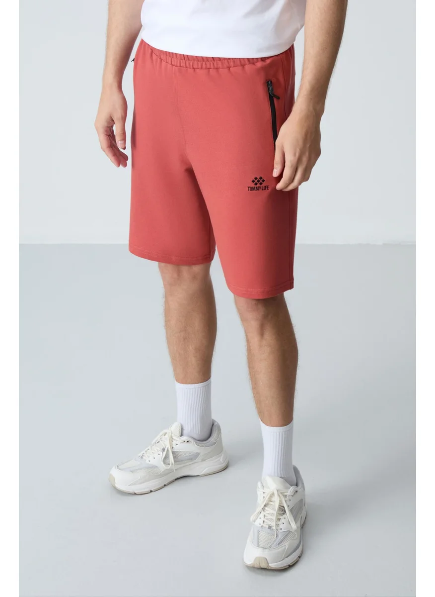 Tommy Life Tile Hidden Zipper Back Pocket Lace-Up Standard Pattern Men's Shorts - 81136