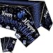 Tudomro 3 Pcs Happy Birthday Tablecloths Happy Birthday Party Decorations Plastic Table Cover Rectangular Cloths for Women Men Baby Shower Party Supplies 108 x 54 Inch Black Blue - Image 3