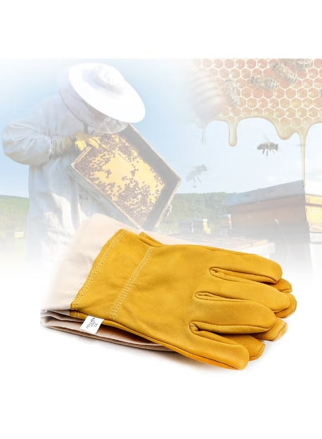 قفاز واقٍ لتربية النحل مضاد للقطع بيج/أصفر 48سنتيمتر - Image 4