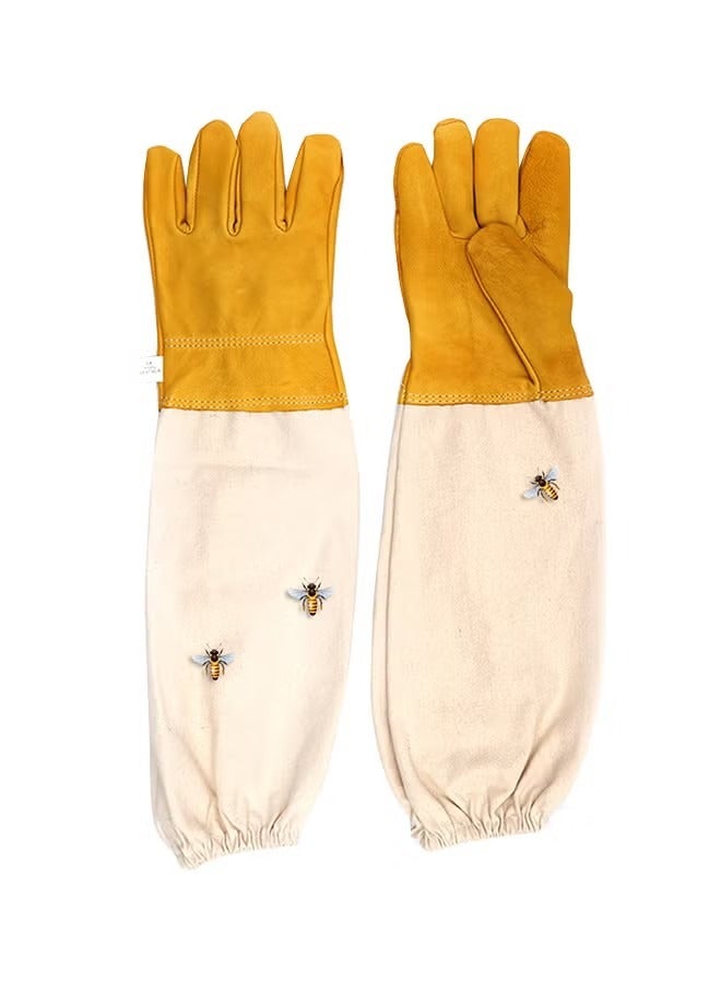 قفاز واقٍ لتربية النحل مضاد للقطع بيج/أصفر 48سنتيمتر - Image 1