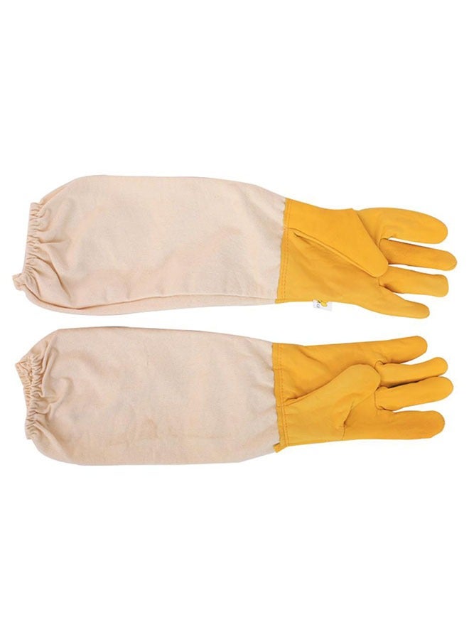 قفاز واقٍ لتربية النحل مضاد للقطع بيج/أصفر 48سنتيمتر - Image 2