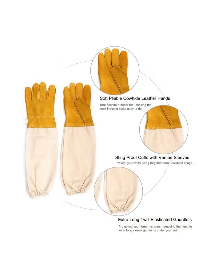 قفاز واقٍ لتربية النحل مضاد للقطع بيج/أصفر 48سنتيمتر - Image 3