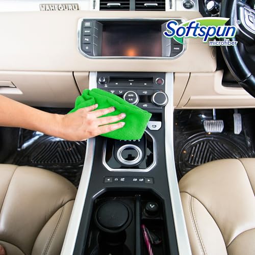 SOFTSPUN Microfiber Cleaning Cloths, 5pcs 40x40cms 340GSM Multicolour! Highly Absorbent, Lint and Streak Free, Multi -Purpose Wash Cloth for Kitchen, Car, Window, Stainless Steel, Silverware. - Image 3