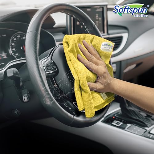 SOFTSPUN Microfiber Cleaning Cloths, 5pcs 40x40cms 340GSM Multicolour! Highly Absorbent, Lint and Streak Free, Multi -Purpose Wash Cloth for Kitchen, Car, Window, Stainless Steel, Silverware. - Image 4
