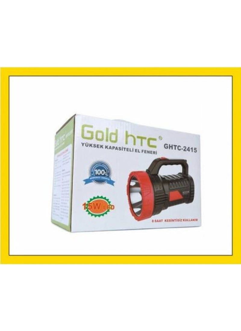 Gold HTC - GHTC-2415 15W Rechargeable Flashlight Professional Searchlight - Image 1