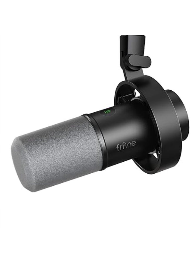 FIFINE Dynamic Microphone, XLR/USB Podcast Recording PC Microphone for Vocal Voice-Over Streaming, Studio Metal Mic with Mute, Headphone Jack, Monitoring Volume Control, Windscreen-Amplitank K688