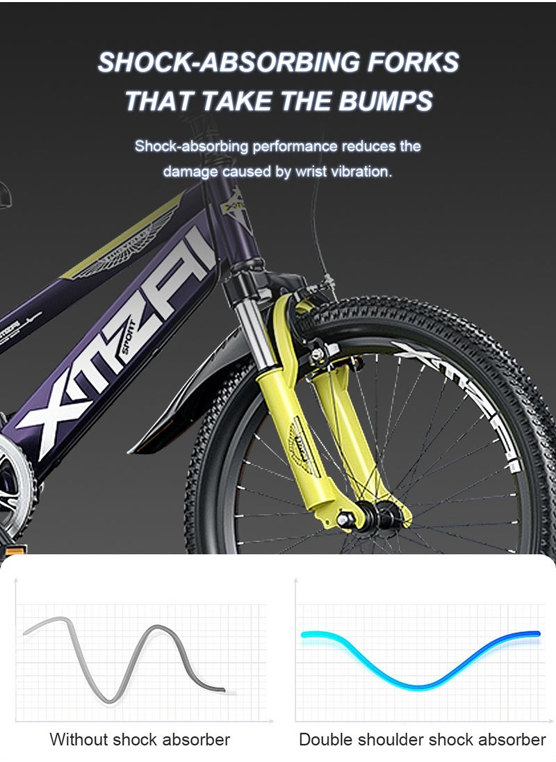 XMZAI - Kids Bike 22 Inch Mountain Bike for 6-12 Years Boys and Girls, High Carbon Steel Lightweight and Stable Mountain Bicycle for Youth, with Adjustable Seat and dual brake Cycle - Image 1