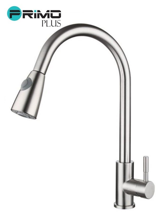 PRIMO PLUS 2 Spraying Mode Sink Faucet Silver, Pull Out Kitchen Faucets With 2 Spray Modes Silver  - Image 1