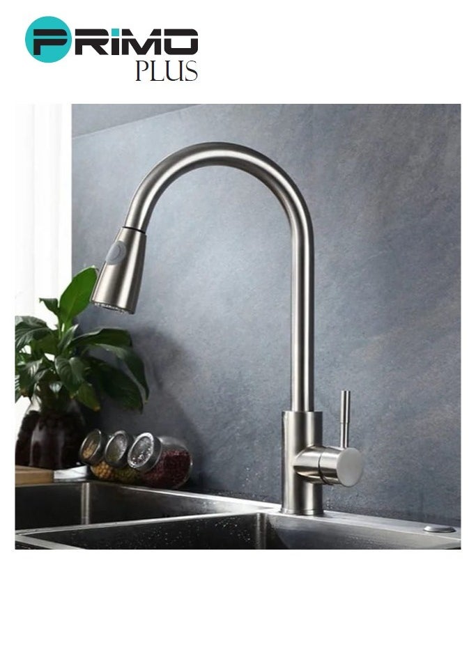 PRIMO PLUS 2 Spraying Mode Sink Faucet Silver, Pull Out Kitchen Faucets With 2 Spray Modes Silver  - Image 5