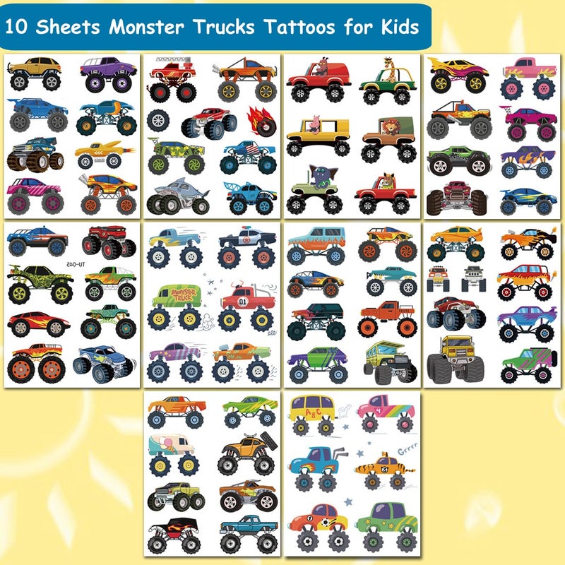 CHARLENT Monster Truck Temporary Tattoos for Kids Party Supplies - 10 Sheets Monster Truck Tattoos for Boys Birthday Party Favors Goodie Bag Fillers - Image 2