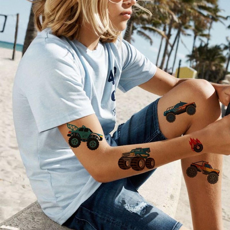 CHARLENT Monster Truck Temporary Tattoos for Kids Party Supplies - 10 Sheets Monster Truck Tattoos for Boys Birthday Party Favors Goodie Bag Fillers - Image 3