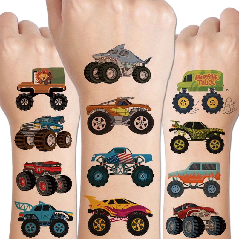 CHARLENT Monster Truck Temporary Tattoos for Kids Party Supplies - 10 Sheets Monster Truck Tattoos for Boys Birthday Party Favors Goodie Bag Fillers - Image 1