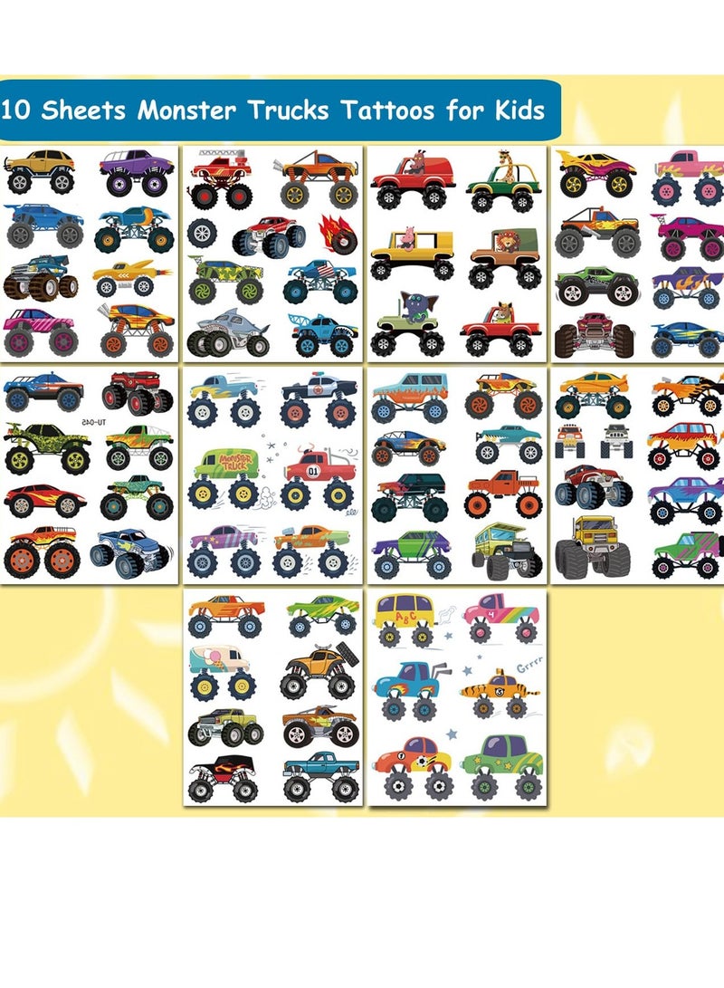 CHARLENT Monster Truck Temporary Tattoos for Kids Party Supplies - 10 Sheets Monster Truck Tattoos for Boys Birthday Party Favors Goodie bag fillers - Image 2