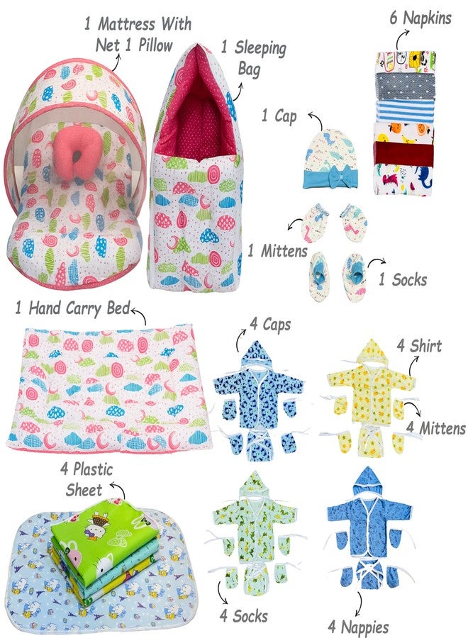 Infantbond by Fareto Newborn Baby Essentials Combo Set - 36 in 1 All-Season Hospital Care Kit for Newborns (0-6 Months) | Complete Baby Gift Set | Baby Products All New Born Combo (Pink Spiral) - Image 2