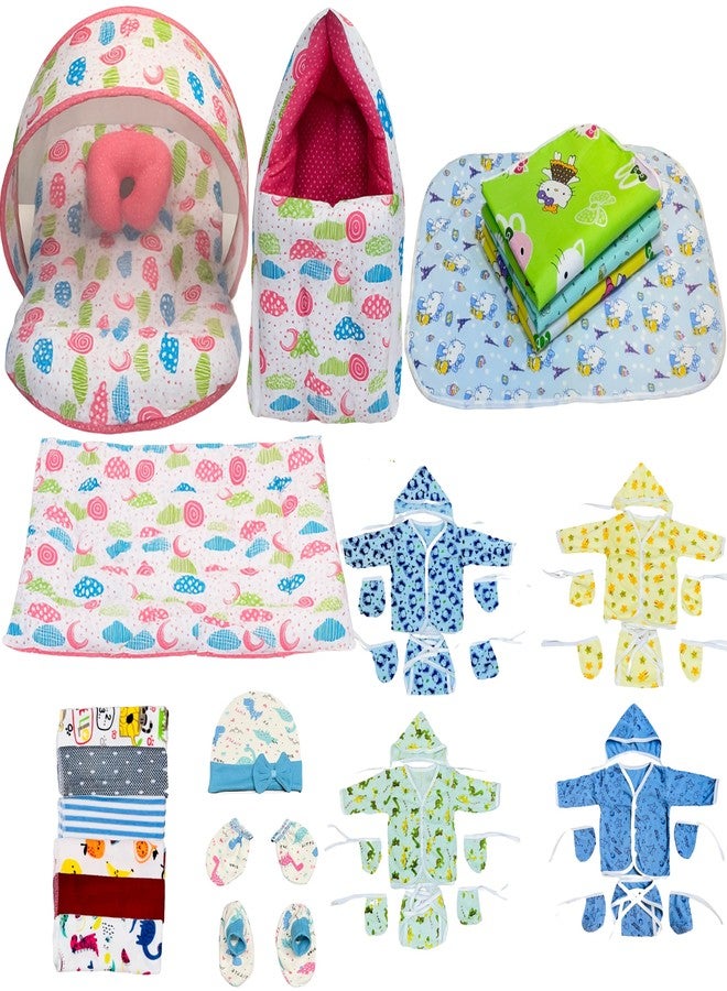 Infantbond by Fareto Newborn Baby Essentials Combo Set - 36 in 1 All-Season Hospital Care Kit for Newborns (0-6 Months) | Complete Baby Gift Set | Baby Products All New Born Combo (Pink Spiral) - Image 1