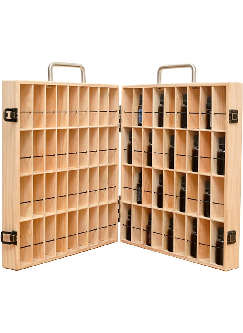 Pure Vie Pure Vie Wooden Essential Oil Storage Box Travel Organizer Case with Bottle Cap Label - Aromatherapy Nail Polish Fragrance Container, Holds 72 Bottle for 5-15ml - Keep Scented Oil Safe & Space Saver 