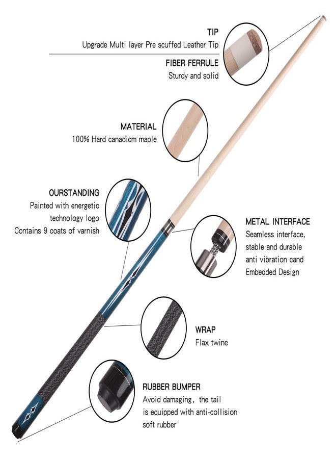 Teekerwan 58 Inch 19oz/20oz Maple Billiard Stick Pool Cue Set 13mm Tip, Hardwood Canadian Maple Professional Billiard Pool Cue Stick (19OZ with Case) - Image 2