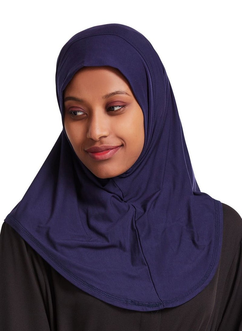 Loquat Women's Modal Stretch Long Scarf Solid Color Hijab Inner Cap Navy Blue  - Image 1