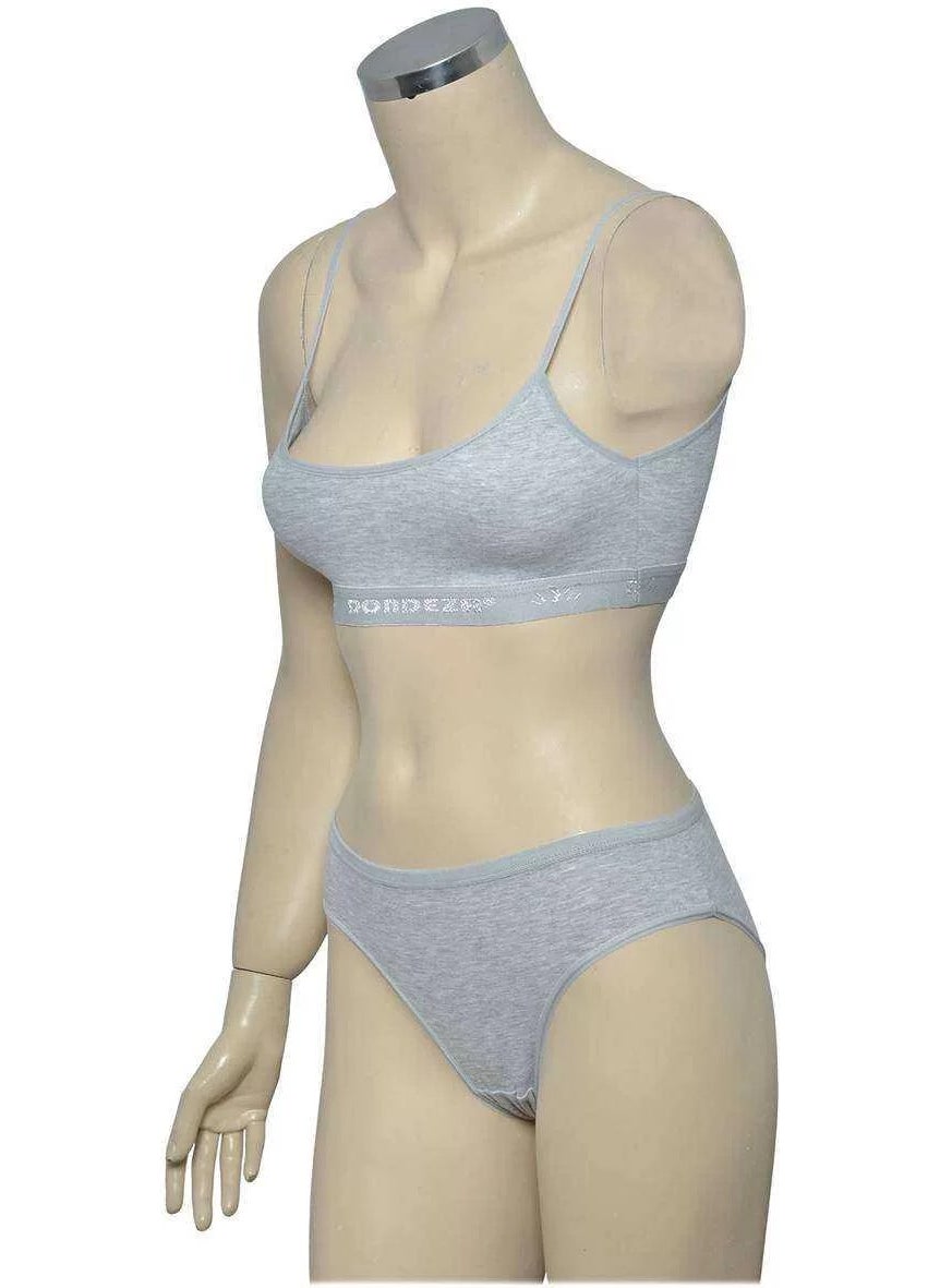 FGN Padded Rope Suspender Half Undershirt Bustier Panties Set Gray  - Image 4