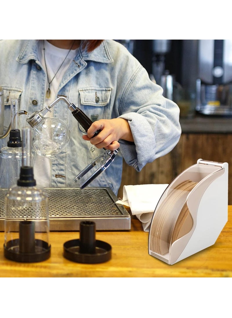 Coffee Filter Paper Holder,Cone Filter Paper Box with Dustproof Coffee Filter Dispenser Container Storage Rack Dust Proof Countertop Dispenser Stand (white)