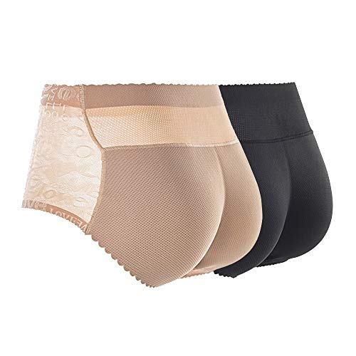 CUGBO 2 Pack Hip Enhancer Butt Lifted Underwear Seamless Fake Padded Briefs Shapewear Pantie Body Shorts for Women Ladies (S) - Image 1