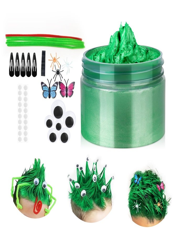 Cherocito Green Temporary Hair Color Wax Kit for Teenagers,Crazy Hair Day Accessories, Gifts for Teenagers,Instant Hair Dye Color Wax for Party, Cosplay, Halloween, Christmas,Washable Crazy Hair Style - Image 1