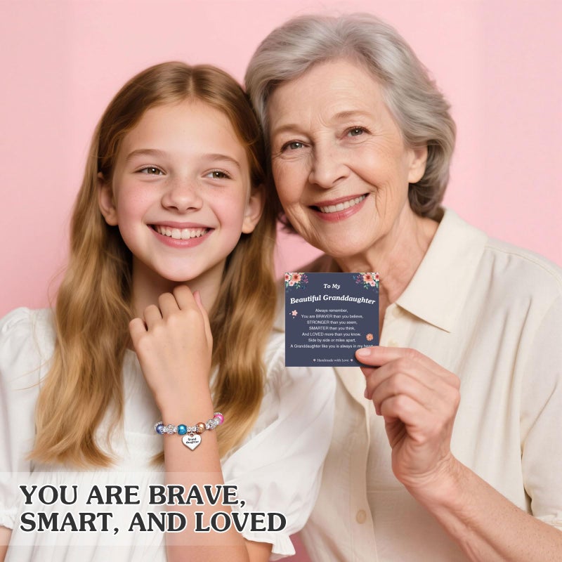 UNGENT THEM Granddaughter Bracelets from Grandma Birthday Valentines Back to School Gifts for Girls Jewelry - Image 4