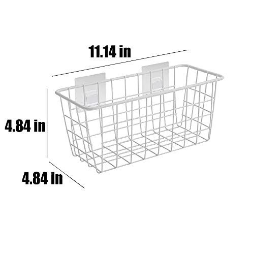 LeleCAT Hanging Kitchen Baskets For Storage Adhesive Sturdy Small Wire Storage Baskets No Drilling Wall Mounted Kitchen Food Pantry Bathroom Shelf Storage  4 PACK White - Image 2