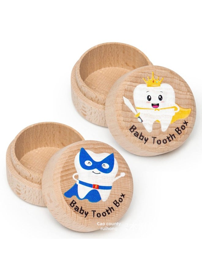 Generic Creative Wedding Ring Box Solid Wood Wooden Children's Teeth Box European Style Personality Proposal Ring Box Teeth Storage Box-Color:Color Printing-Specifications:Trumpet  - Image 1