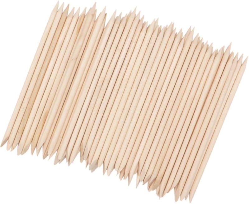 100 pcs Orange Wood Nail Sticks 4.4 Inch Double Sided Cuticle Pusher Remover Multi Functional Manicure Pedicure Tool for Nail Art Accessories Pedicure Tool