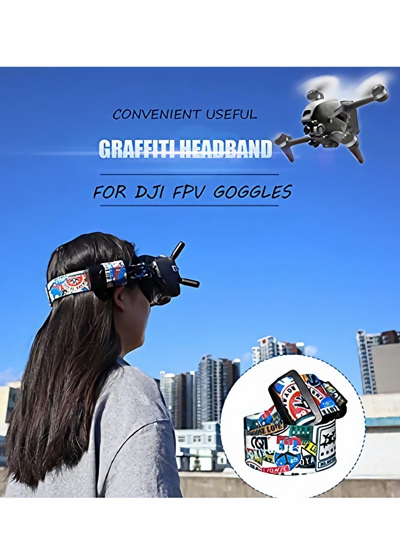 SYOSI - Graffiti Color Goggles Fixed Bandage Headband for DJI FPV Goggles V2 Adjustable Removable Goggles Headband Kit with 30cm Power Cord 3 in 1 Storage Pad Accessories - Image 1